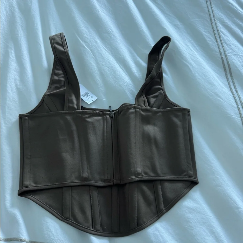 Banana Republic Cropped Stylish Brown Corset Top - Size 4 - Picture 2 of 2